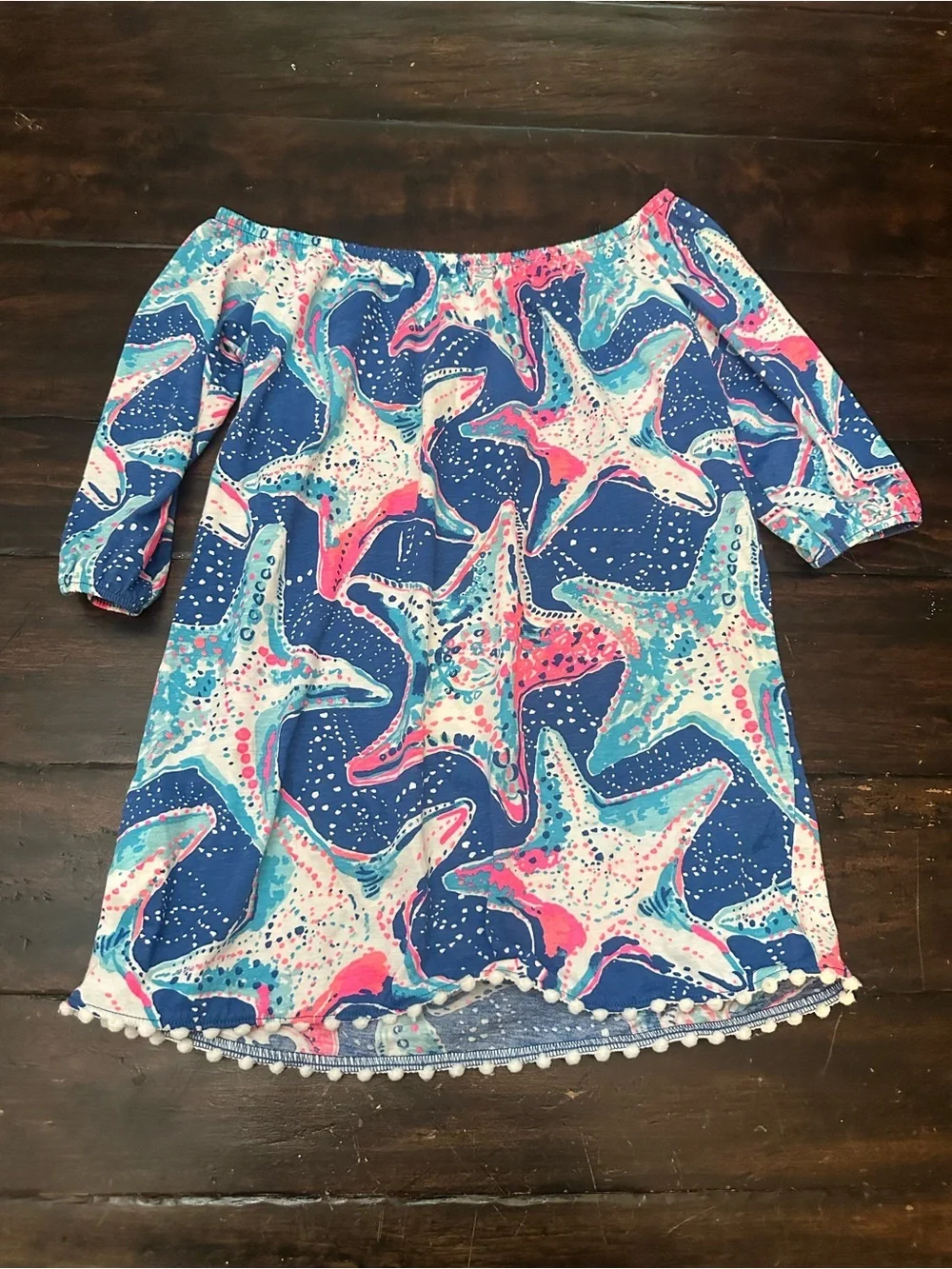 Lilly Pulitzer Girl's Mini Enna Starstruck Off Shoulder Dress 4/5 38914
